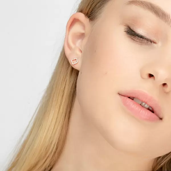 Leaf Jewelry Ohrstecker Clover Mit Diamanten, 18 K Rosegold