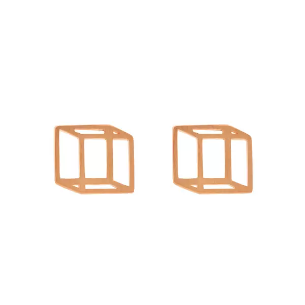 Leaf Jewelry Ohrstecker Cube matt, 18 K Rosegold vergoldet