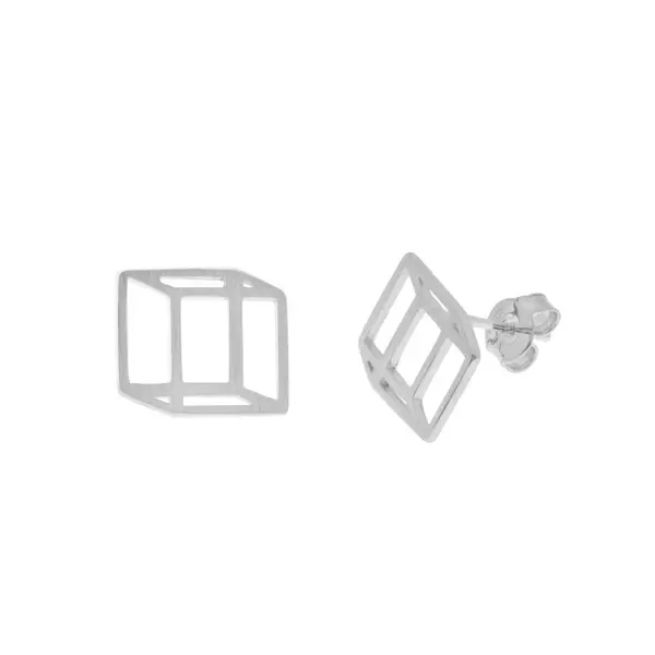 Leaf Jewelry Ohrstecker Cube Matt, 925 Sterlingsilber