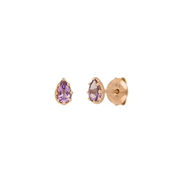 Leaf Jewelry Ohrstecker Drop, Amethyst, 18 K Rosegold vergoldet