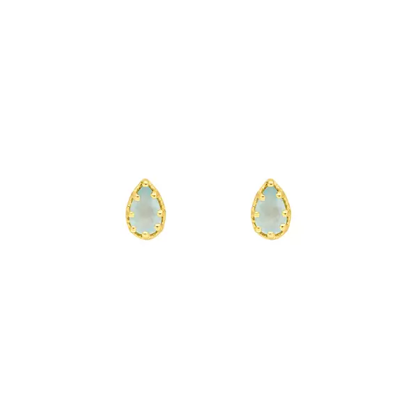 Leaf Jewelry Ohrstecker Drop, Aqua Chalzedon, 18 K Gelbgold Vergoldet