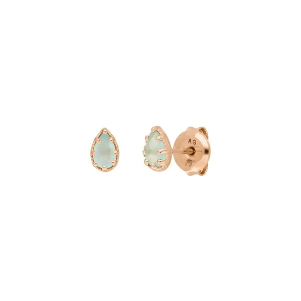 Leaf Jewelry Ohrstecker Drop, Aqua Chalzedon, 18 K Rosegold vergoldet