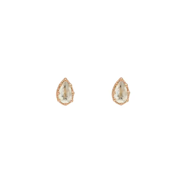 Leaf Jewelry Ohrstecker Drop, Prehnit, 18 K Rosegold Vergoldet