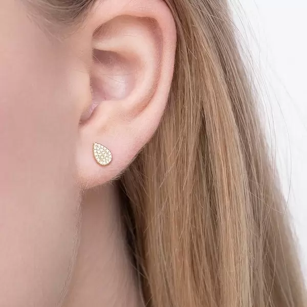 Leaf Jewelry Ohrstecker Drops Mit Diamanten, 18 K Gelbgold