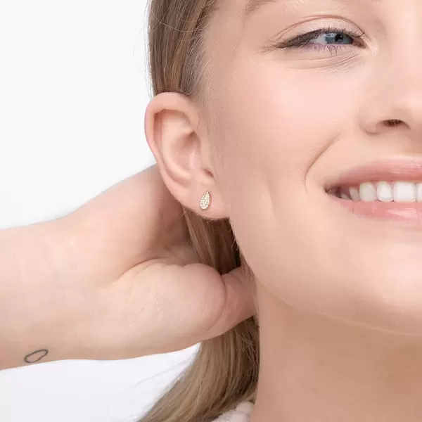 Leaf Jewelry Ohrstecker Drops Mit Diamanten, 18 K Gelbgold