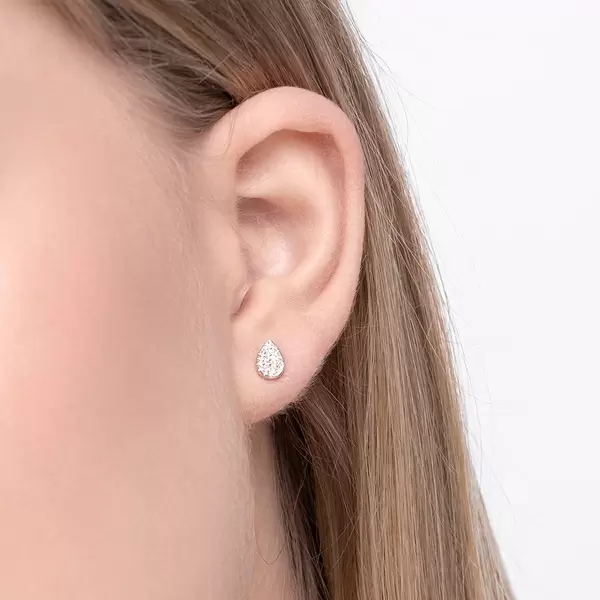 Leaf Jewelry Ohrstecker Drops Mit Diamanten, 18 K Weißgold