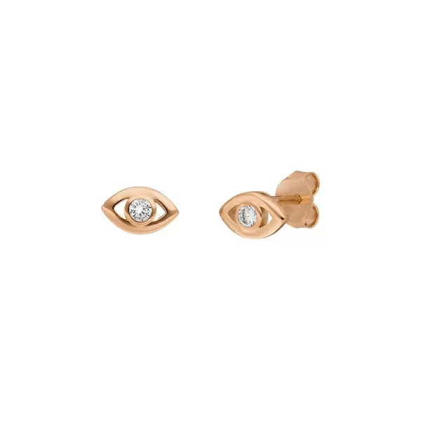 Leaf Jewelry Ohrstecker EVIL EYE, 18 K Rosegold vergoldet