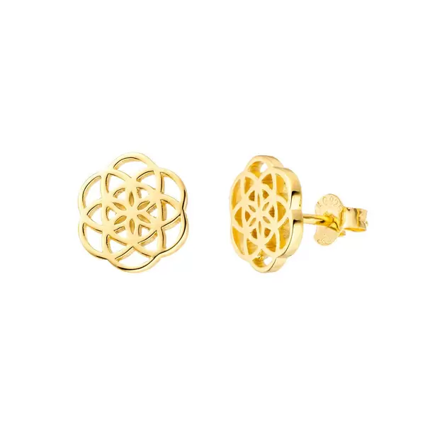 Leaf Jewelry Ohrstecker Flower Of Life, 18K Gelbgold Vergoldet