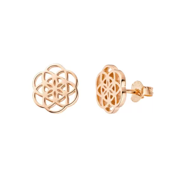 Leaf Jewelry Ohrstecker Flower Of Life, 18K Rosegold Vergoldet