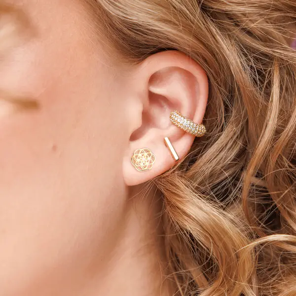 Leaf Jewelry Ohrstecker Flower Of Life, 18K Rosegold Vergoldet