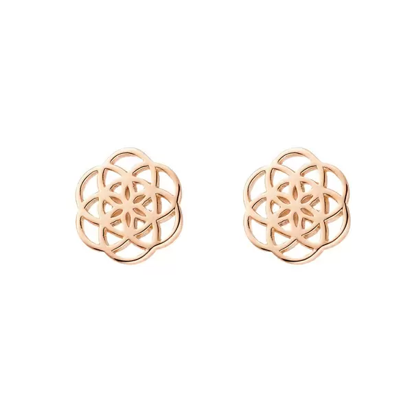 Leaf Jewelry Ohrstecker Flower of Life, 18K Rosegold vergoldet
