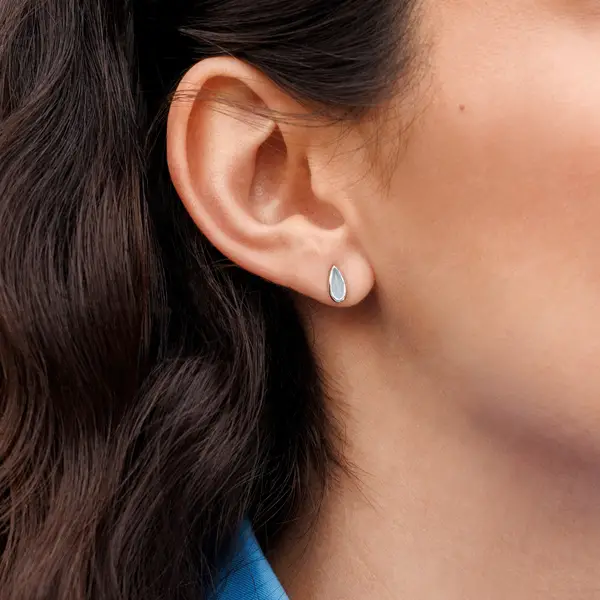 Leaf Jewelry Ohrstecker Gem Drop, Grüner Achat, 925 Sterlingsilber