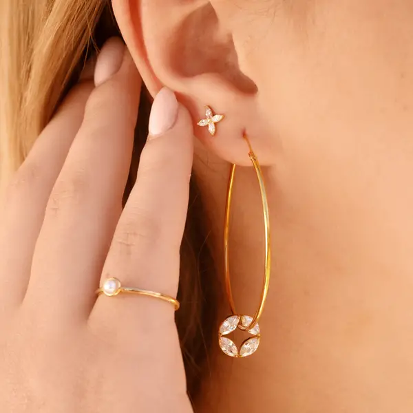 Leaf Jewelry Ohrstecker Leaf Flower, 18 K Gelbgold Vergoldet