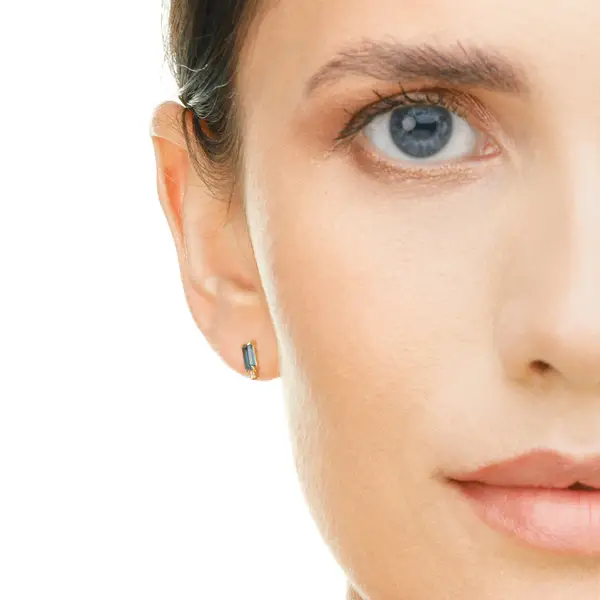 Leaf Jewelry Ohrstecker London Blue Topas, 14K Gelbgold