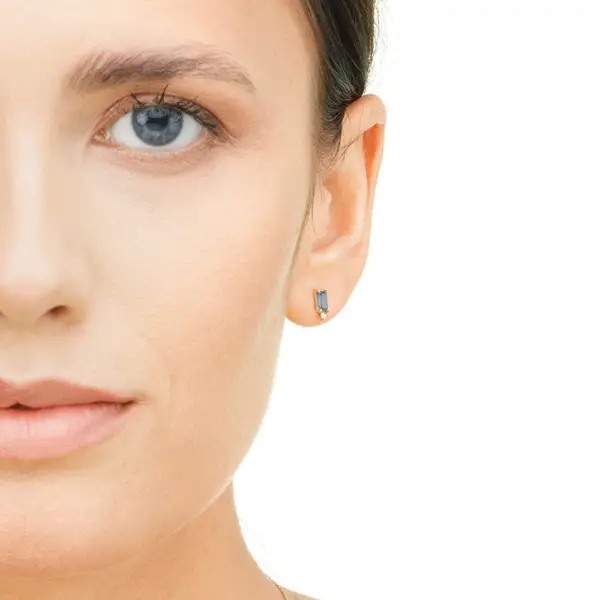 Leaf Jewelry Ohrstecker London Blue Topas, 14K Gelbgold