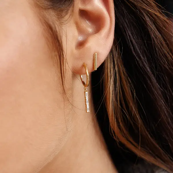 Leaf Jewelry Ohrstecker MINI, Stab, 18 K Gelbgold Vergoldet