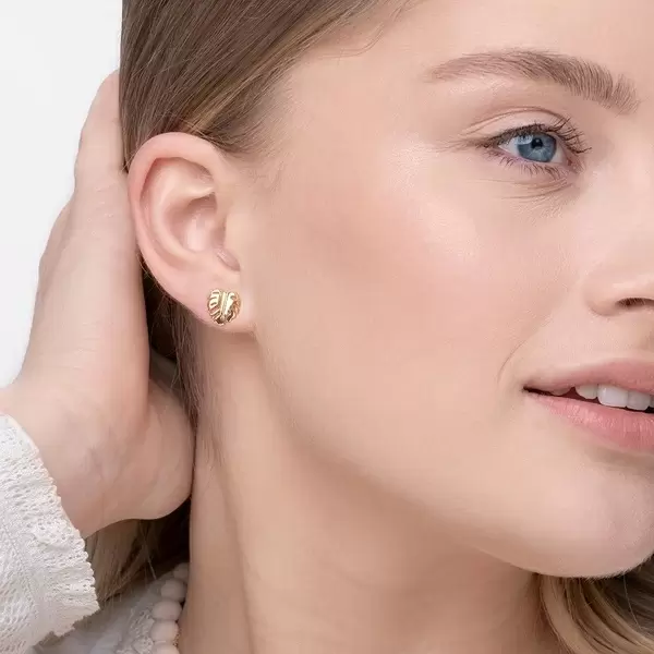 Leaf Jewelry Ohrstecker Monstera Leaf, 18 K Gelbgold Vergoldet