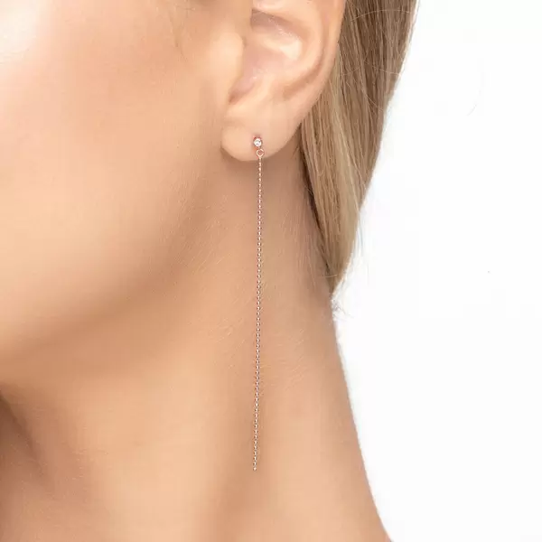 Leaf Jewelry Ohrstecker "my First Diamond", Ball Chain, 14 K Rosegold