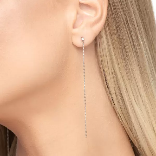 Leaf Jewelry Ohrstecker "my First Diamond", Ball Chain, 14 K Weißgold