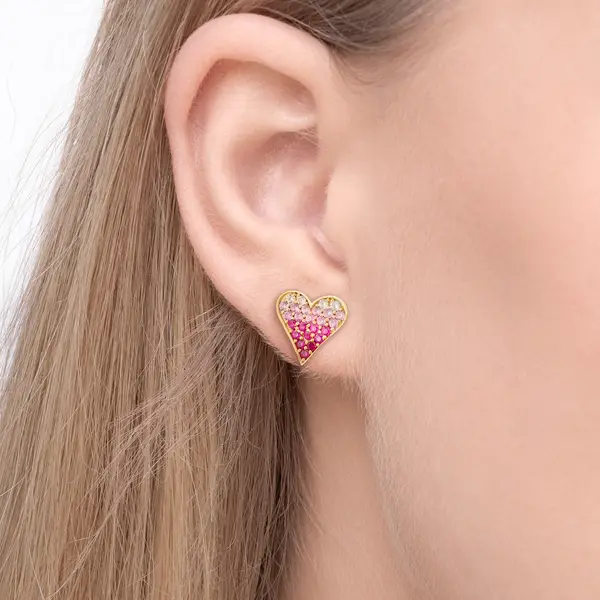 Leaf Jewelry Ohrstecker Pink Valentine, 18 K Gelbgold Vergoldet
