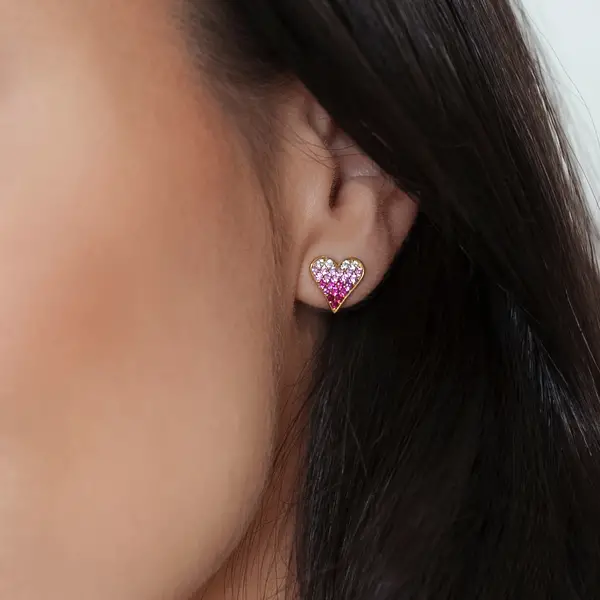 Leaf Jewelry Ohrstecker Pink Valentine, 18 K Gelbgold Vergoldet