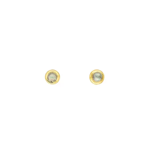 Leaf Jewelry Ohrstecker Pure Labradorit, 3mm, 18 K Gelbgold vergoldet