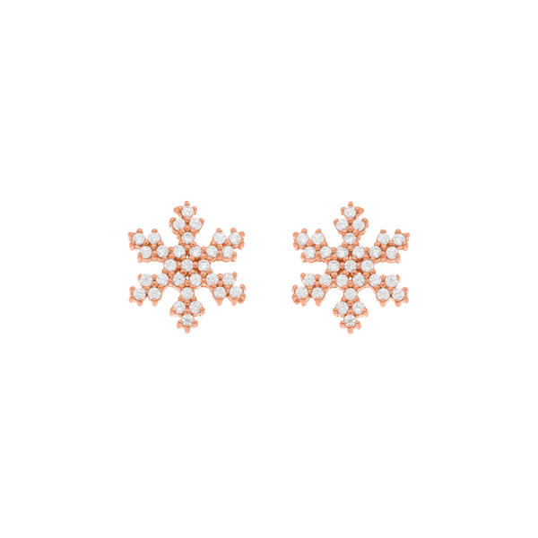 Leaf Jewelry Ohrstecker Snowflake, 18 K Rosegold Vergoldet