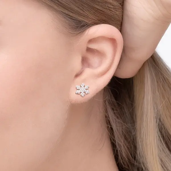 Leaf Jewelry Ohrstecker Snowflake, 18 K Rosegold Vergoldet