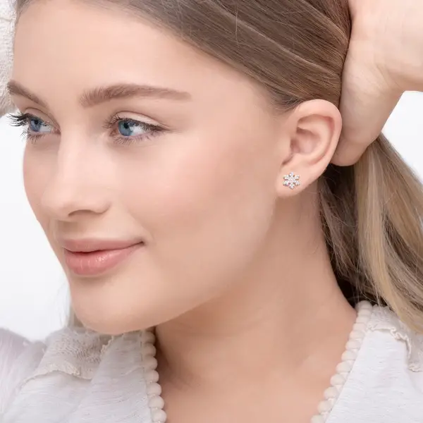 Leaf Jewelry Ohrstecker Snowflake, 18 K Rosegold Vergoldet