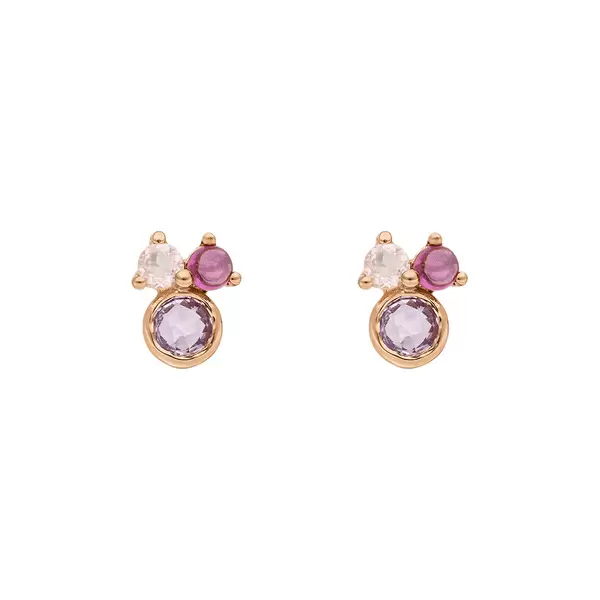 Leaf Jewelry Ohrstecker Three Gems, Amethyst, 18 K Rosegold Vergoldet