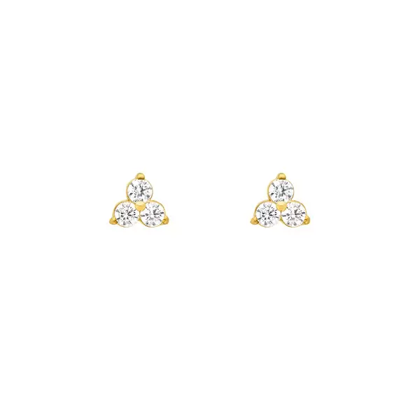 Leaf Jewelry Ohrstecker Triple Zirkonia, 18 K Gelbgold Vergoldet