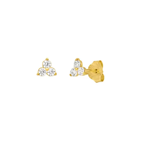 Leaf Jewelry Ohrstecker Triple Zirkonia, 18 K Gelbgold vergoldet