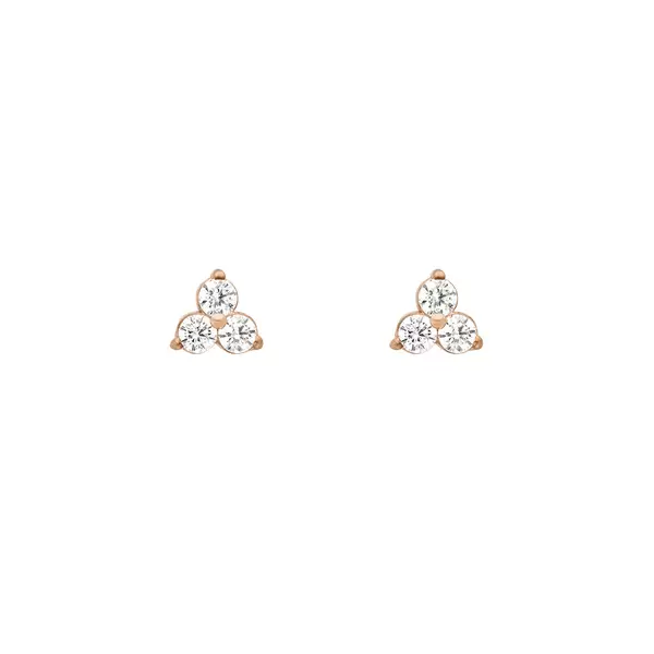 Leaf Jewelry Ohrstecker Triple Zirkonia, 18 K Rosegold Vergoldet