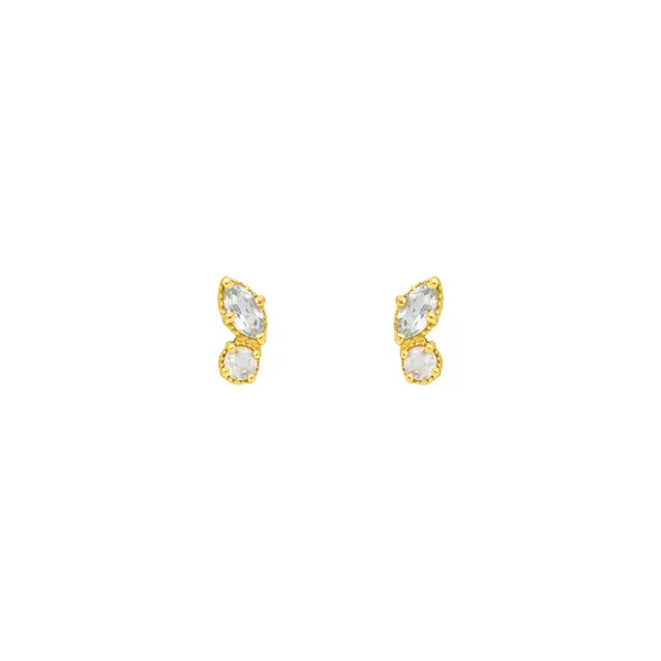 Leaf Jewelry Ohrstecker Two Gems, Blauer Topas, 18 K Gelbgold Vergoldet