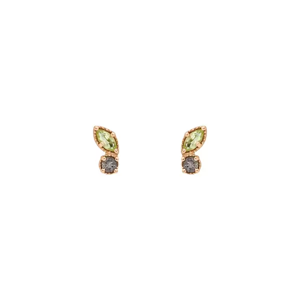 Leaf Jewelry Ohrstecker Two Gems, Peridot, 18 K Rosegold Vergoldet