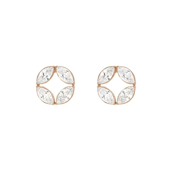 Leaf Jewelry Ohrstecker Zirkonia Flower, 18 K Rosegold Vergoldet