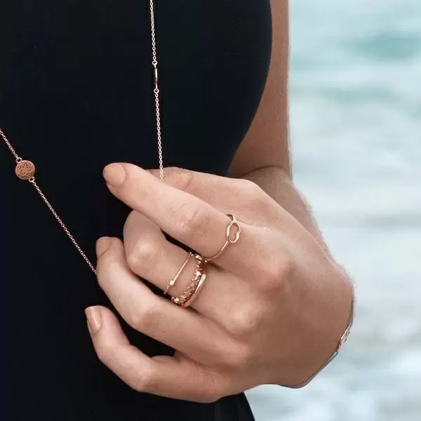 Leaf Jewelry Ring 1 Zirkonia, 18 K Rosegold Vergoldet, Größe 46