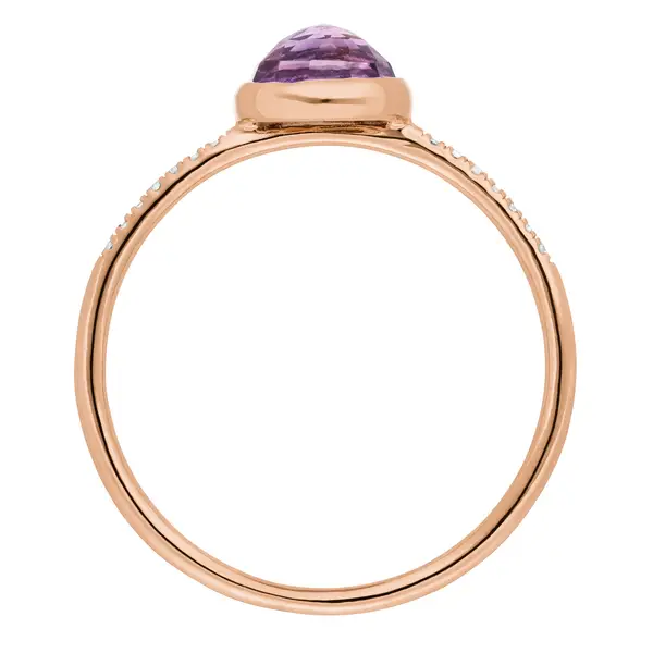 Leaf Jewelry Ring Amethyst Mit Diamanten, 14K Rosegold, Gr.50