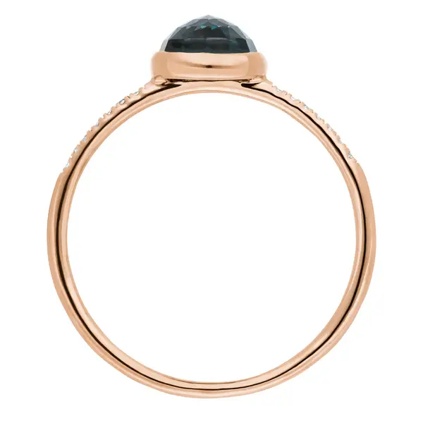 Leaf Jewelry Ring Blue Topas Mit Diamanten, 14K Rosegold