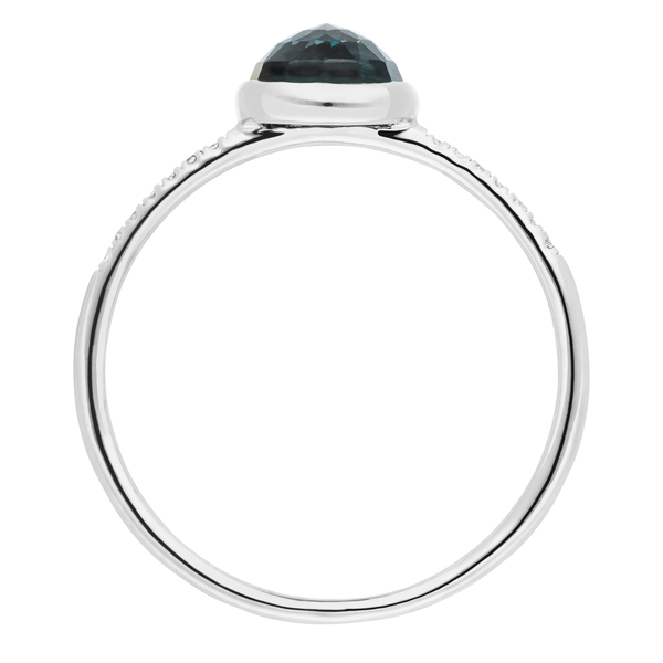 Leaf Jewelry Ring Blue Topas Mit Diamanten, 14K Weißgold