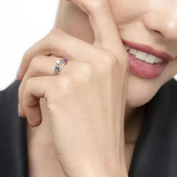 Leaf Jewelry Ring Cabochon, 14 K Weißgold, Blauer Topas