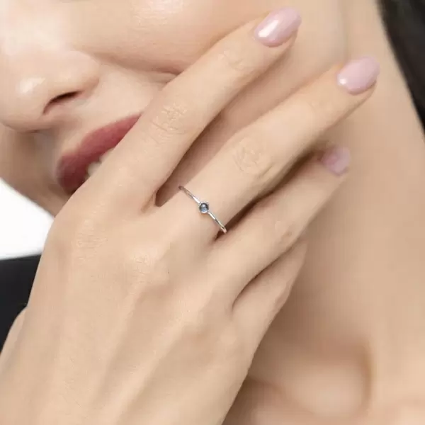 Leaf Jewelry Ring Cabochon, 14 K Weißgold, Blauer Topas