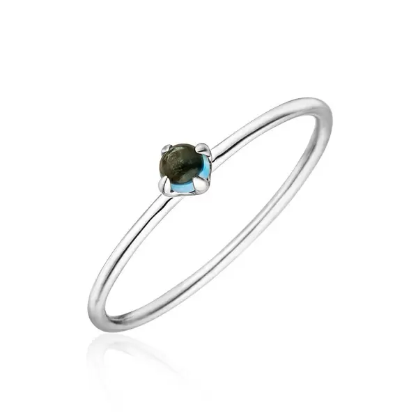 Leaf Jewelry Ring Cabochon, 14 K Weißgold, Blauer Topas