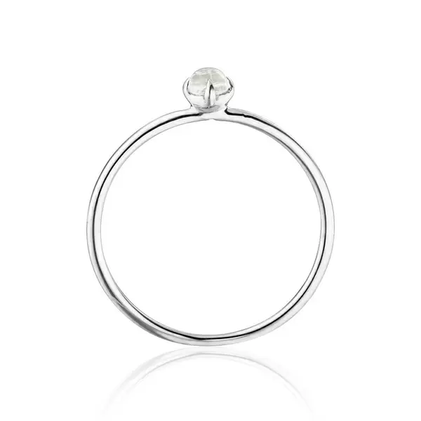 Leaf Jewelry Ring Cabochon, 14 K Weißgold, Mondstein