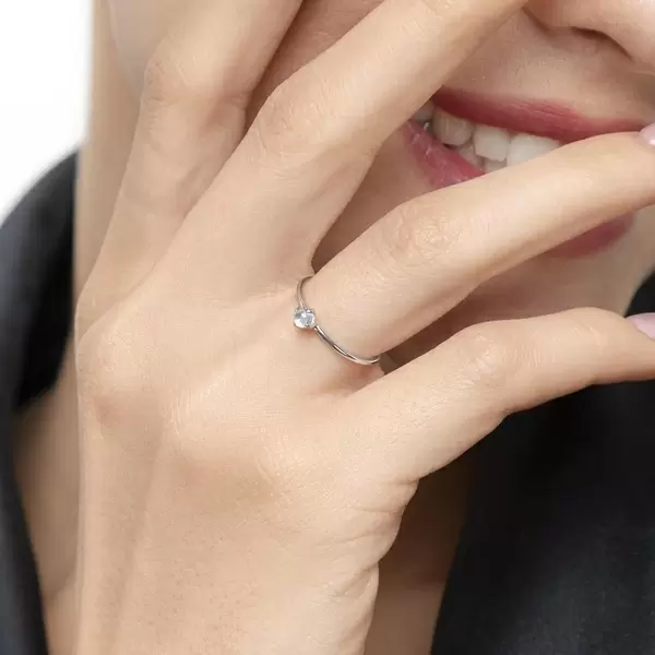 Leaf Jewelry Ring Cabochon, 14 K Weißgold, Mondstein