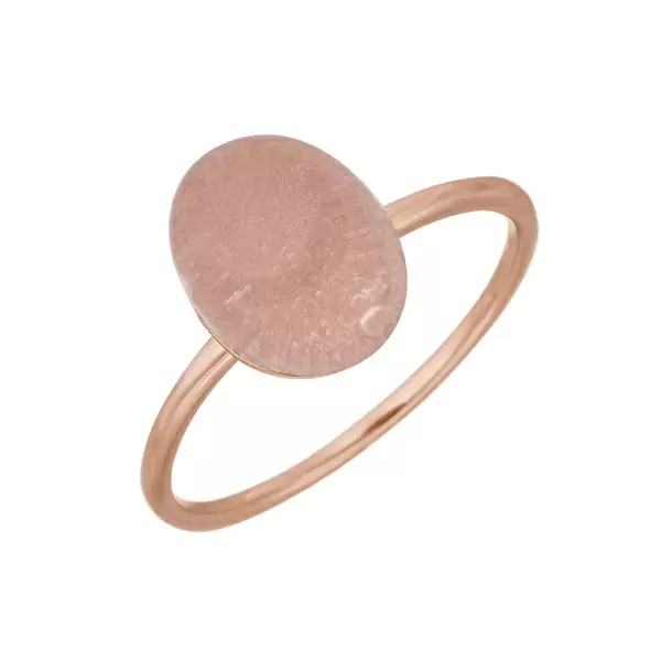 Leaf Jewelry Ring Cabochon II, 14 K Rosegold, Rosenquarz