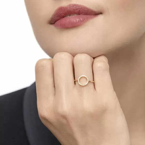 Leaf Jewelry Ring Circle Mit Diamanten, 18 K Gelbgold