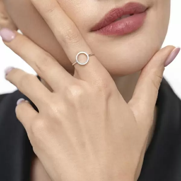 Leaf Jewelry Ring Circle Mit Diamanten, 18 K Weißgold