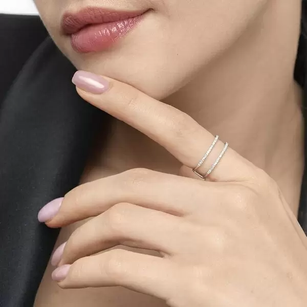 Leaf Jewelry Ring Double Mit Diamanten, 18 K Roségold