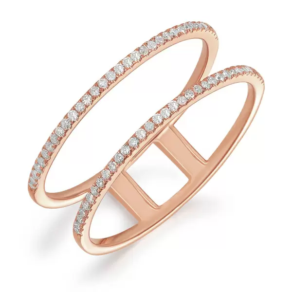 Leaf Jewelry Ring Double mit Diamanten, 18 K Roségold